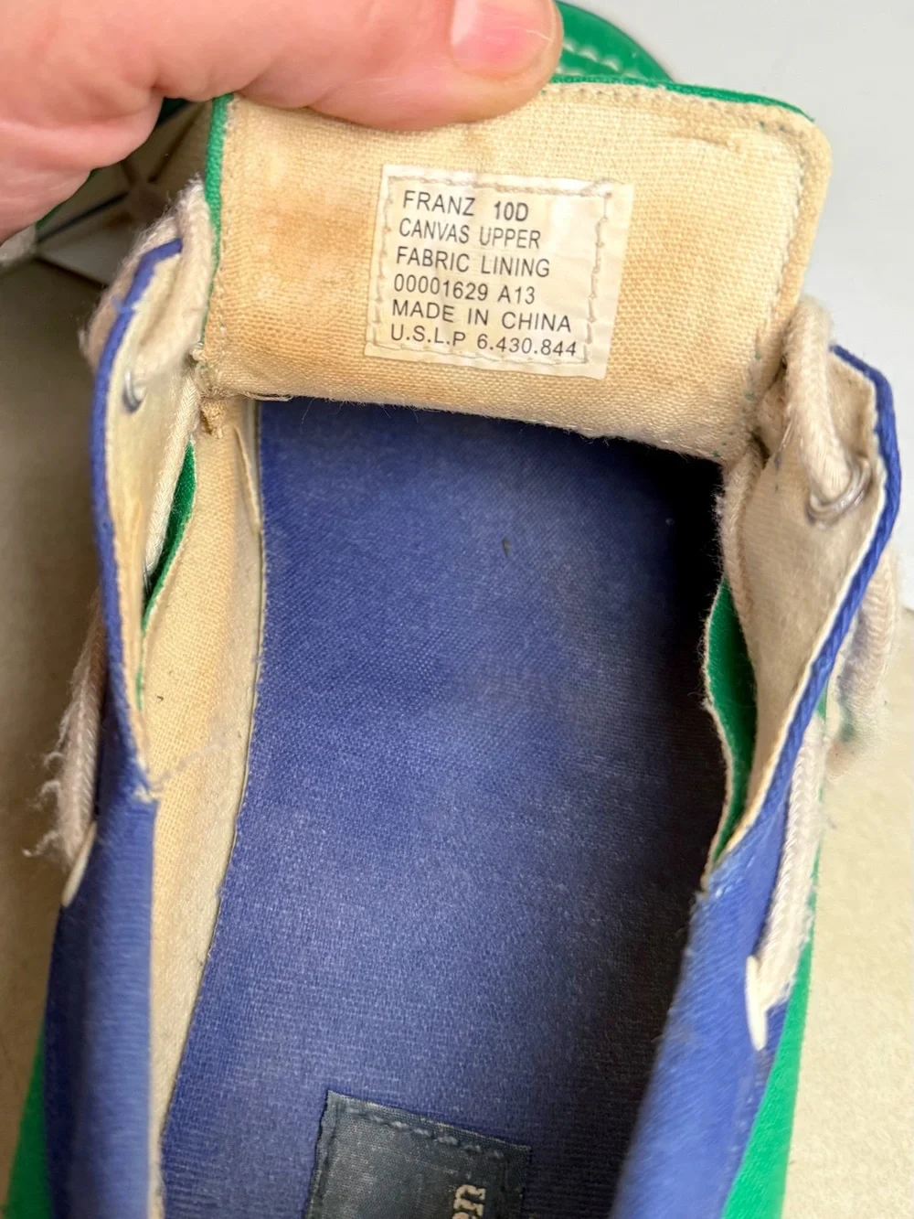 VTG POLO Ralph Lauren Franz Lace Up Blue Green Sneakers Deck Boat Shoes Men 10 D